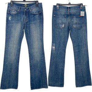 7 For All Mankind Havana Low Rise Flare Leg Jeans in Medium Wash Size 26-27
